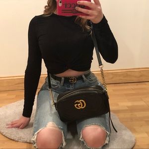 Long sleeve crop top with twist bottom detail